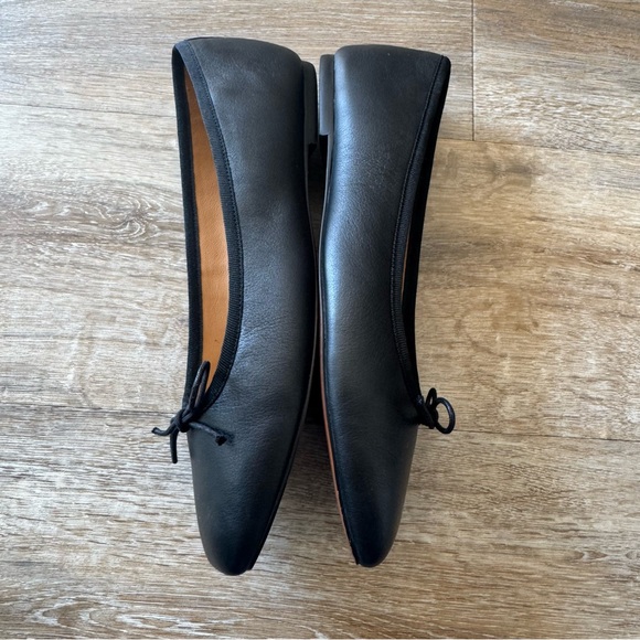 Madewell Womens The Anelise Ballet Flat Size 9.5 Black Bow NN901 Leather Slip On - Picture 7 of 10
